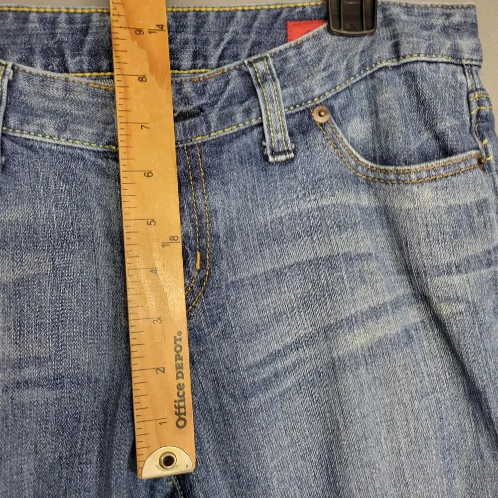X2 Jeans Womens 8 Blue Mid Rise Stretch Straight Leg Embroidered Pockets Denim - Picture 11 of 16